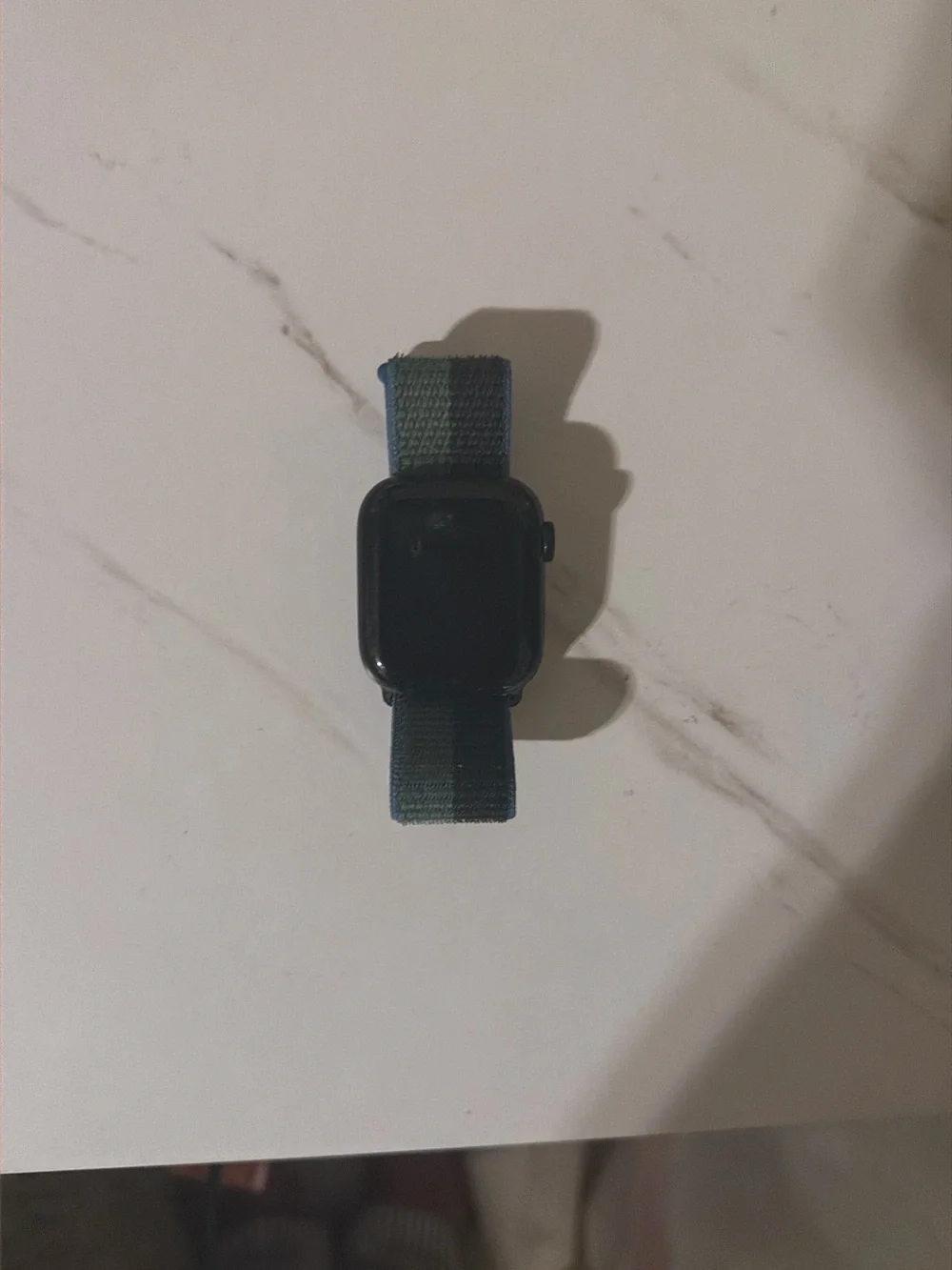 Smartwatch with Green Nylon Sport Loop Band
